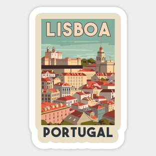 A Vintage Travel Art of Lisbon - Portugal Sticker